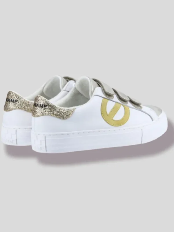 Femme No Name Baskets^Arcade Straps Side White/Sand-