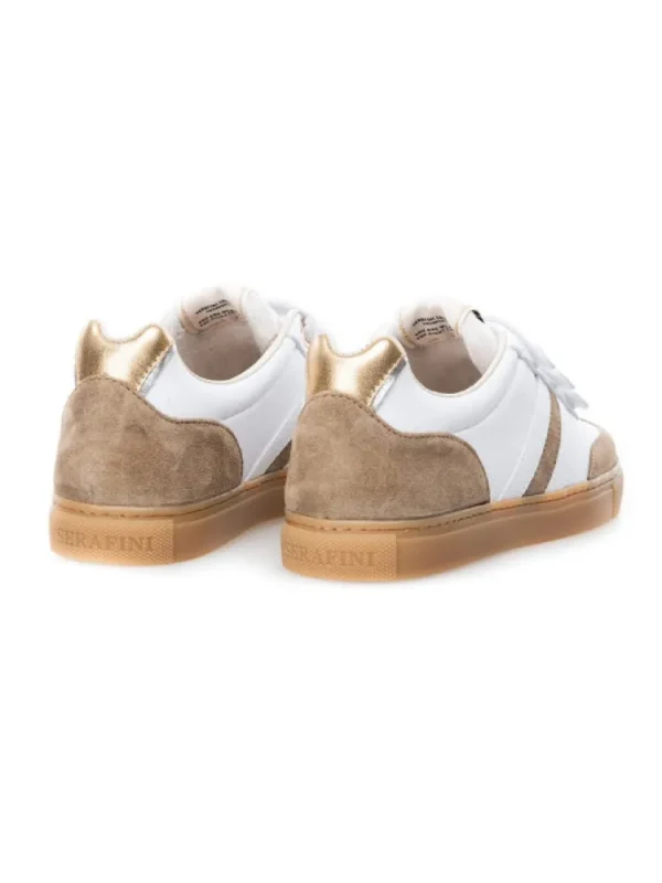 Femme Serafini Baskets^Baskets Court-White Sand Gold-