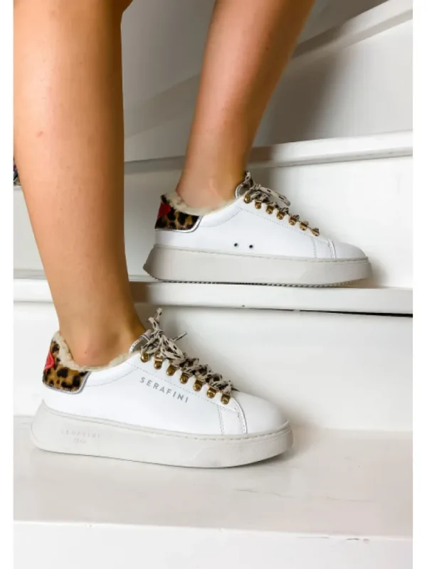 Femme Serafini Baskets^Baskets J.Connors White And Sand Animalier-