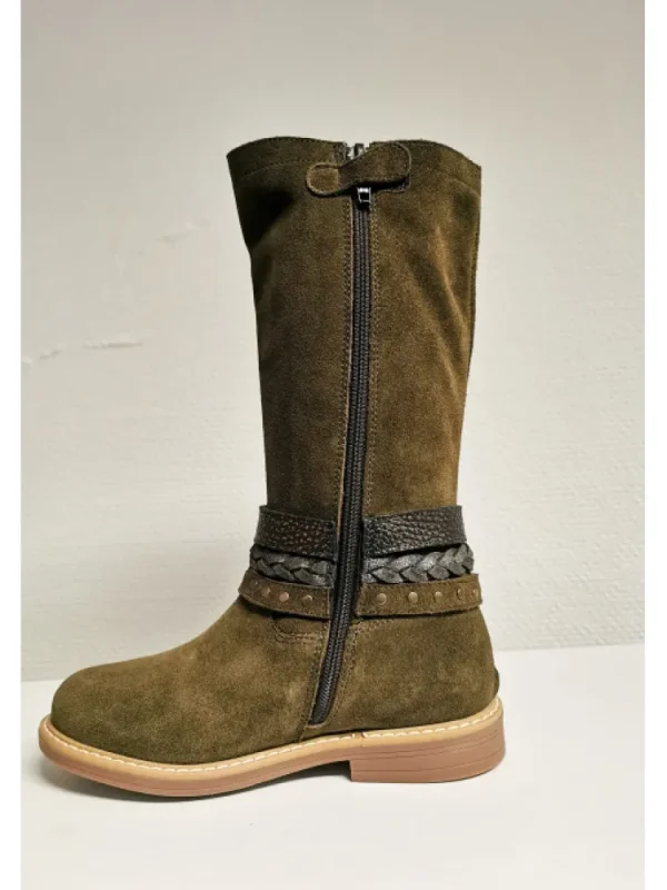 Enfants Reqins Bottes & Bottines^Bottes Enfant Carmela Peau Kaki-