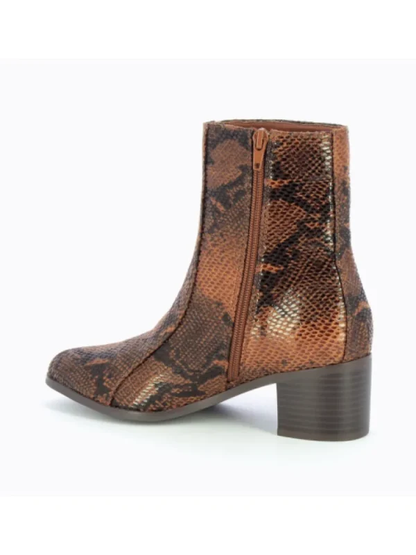 Femme Vanessa Wu Bottines^Bottines Camel Effet Serpent A Empeigne Surpiquee-
