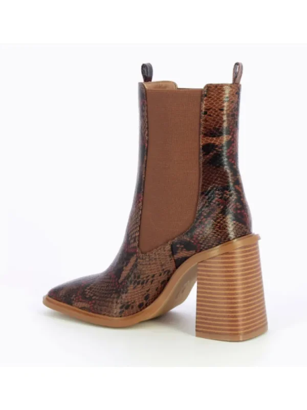 Femme Vanessa Wu Bottines^Bottines Montantes Camel Effet Serpent-