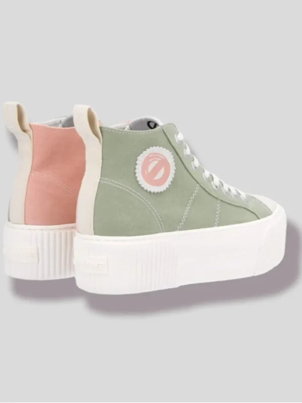 Femme No Name Baskets^Iron Mid Soft Canvas Bambou/Salmon-