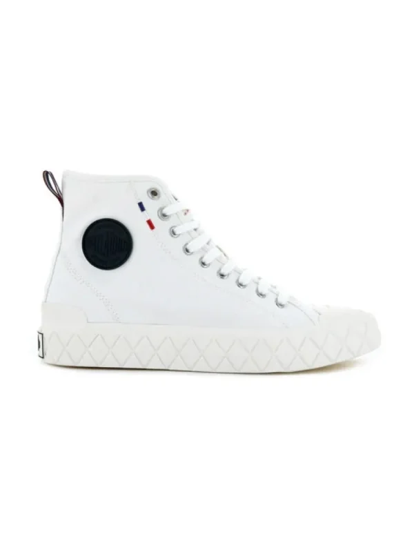 Femme Palladium Bottines^Palla Ace Canvas Mid Star White-