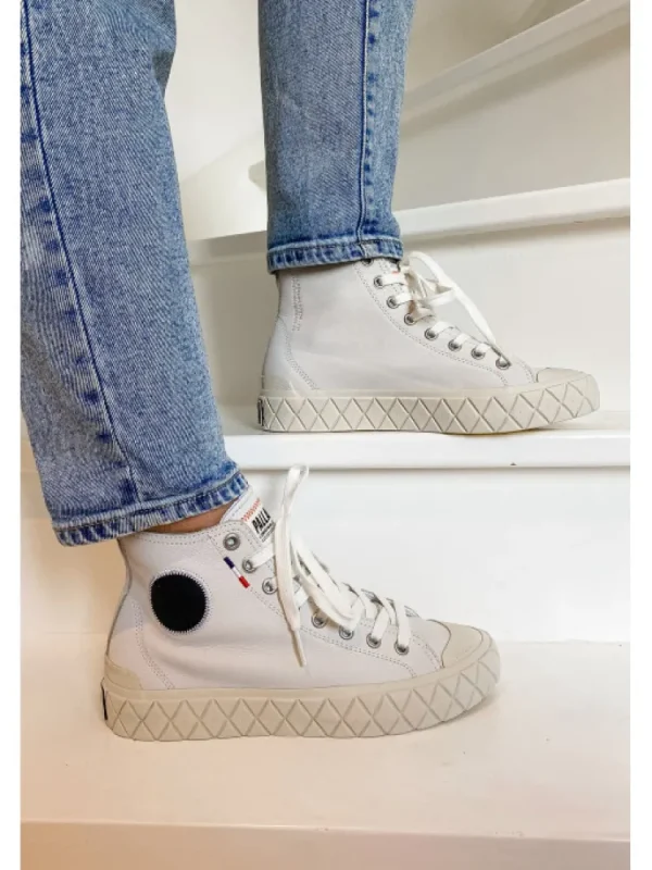 Femme Palladium Baskets^Palla Ace Mid Cuir White-