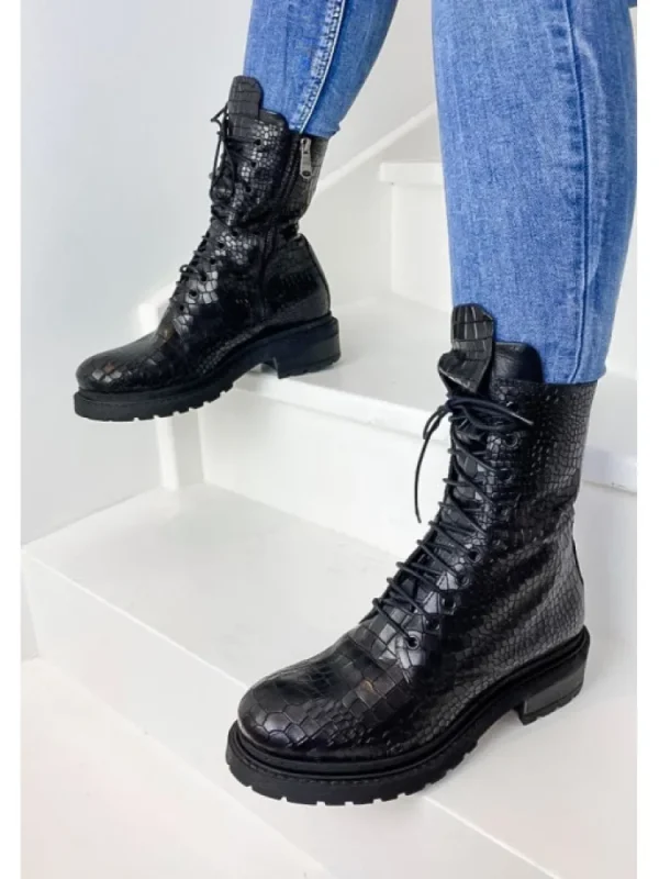 Femme Metisse Bottines^Rangers Croco Ma63-