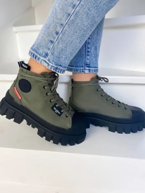 Femme Palladium Bottines^Revolt Hi Tx Olive-