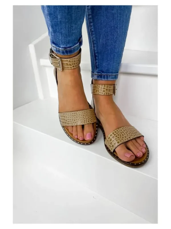Femme * Sandales & Nu-Pieds^Sandales Cuir Sable Lisbonne-Jeunes & Jolies