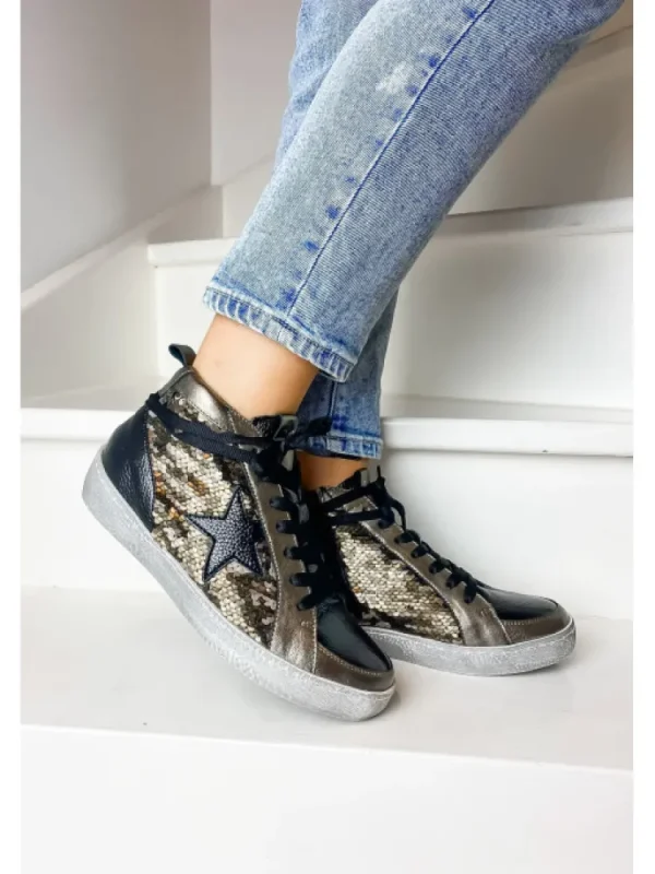 Femme Reqins Baskets^Sneakers Brittany Mix Sequins Bronze-