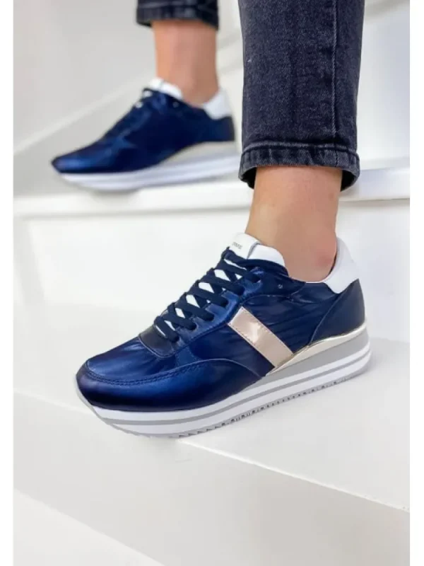 Femme Crime London Baskets^Sneakers Stripe Runner Blue-