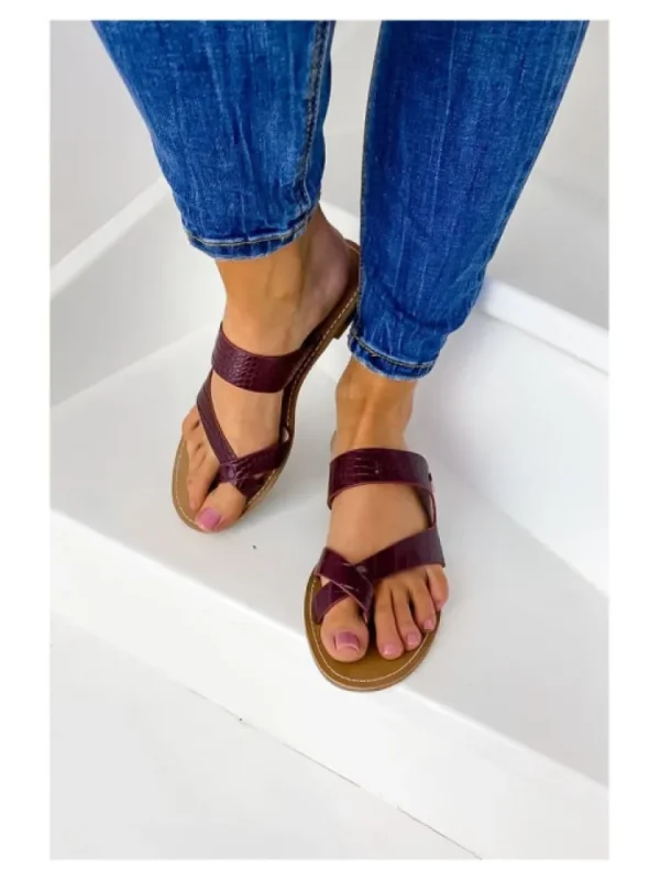 Femme Les Petites Bombes - LPB Sandales & Nu-Pieds^Tongs Asha Prune Croco-Les Petites Bombes